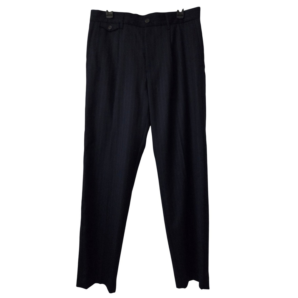 J. Crew Classic Pleated Creased Wool Trouser Pinstripe Mens 33x32 Navy NWT CP104
